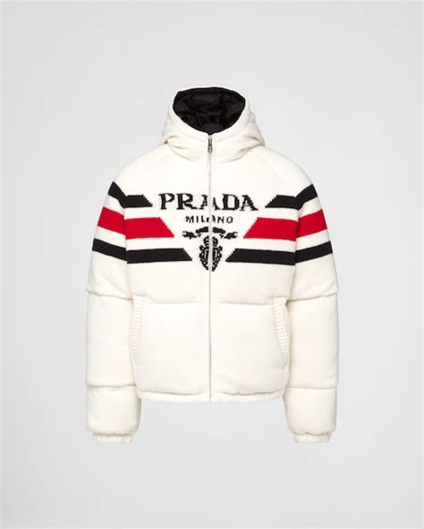 prada white winter coat|Prada cropped cashmere down jacket.